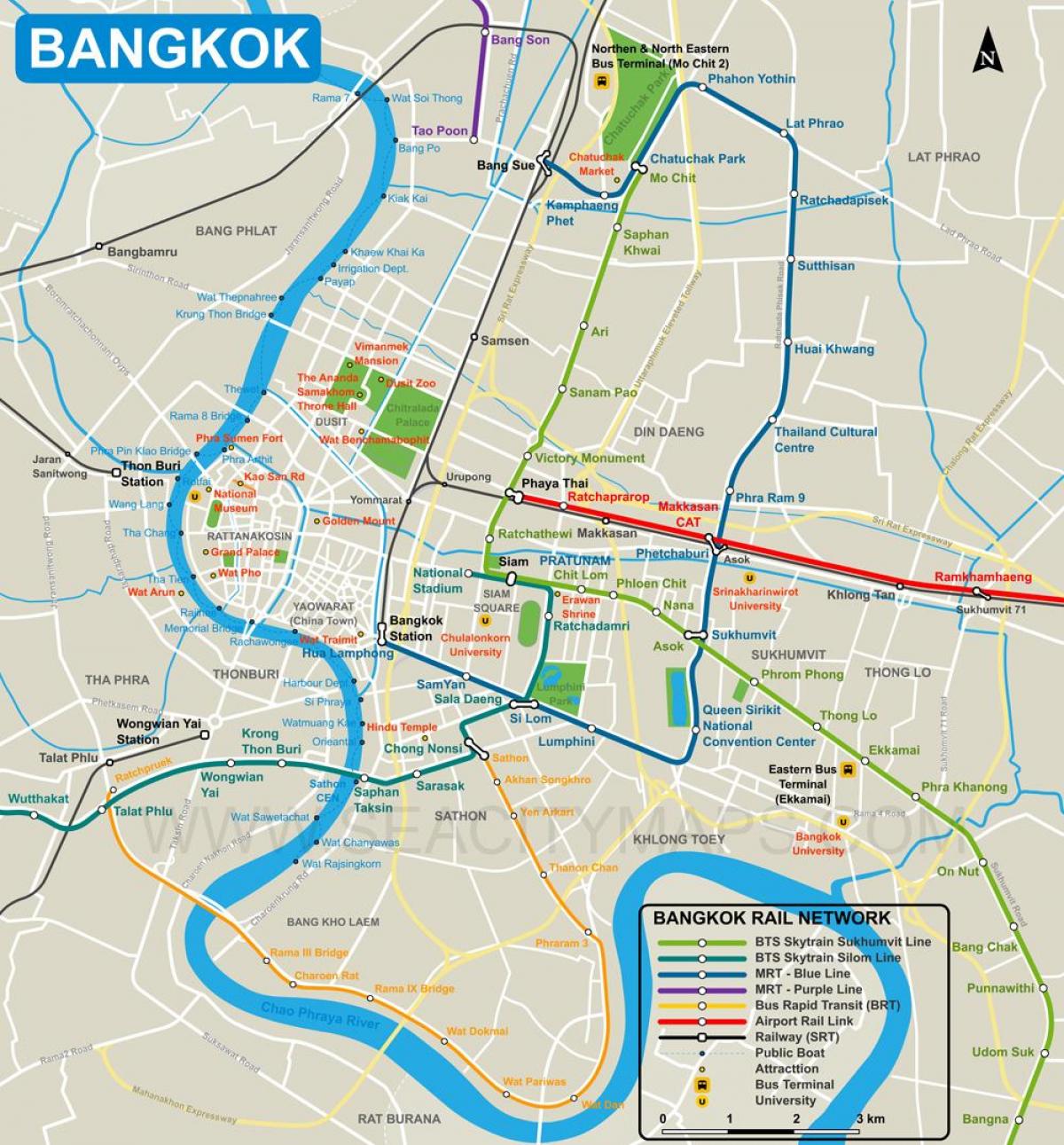 karta centra grada Bangkok 