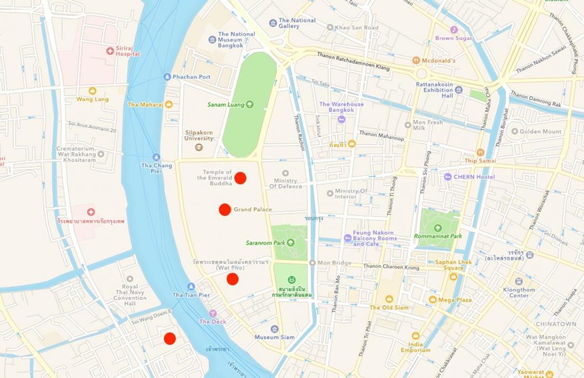 karta hramova u Bangkoku
