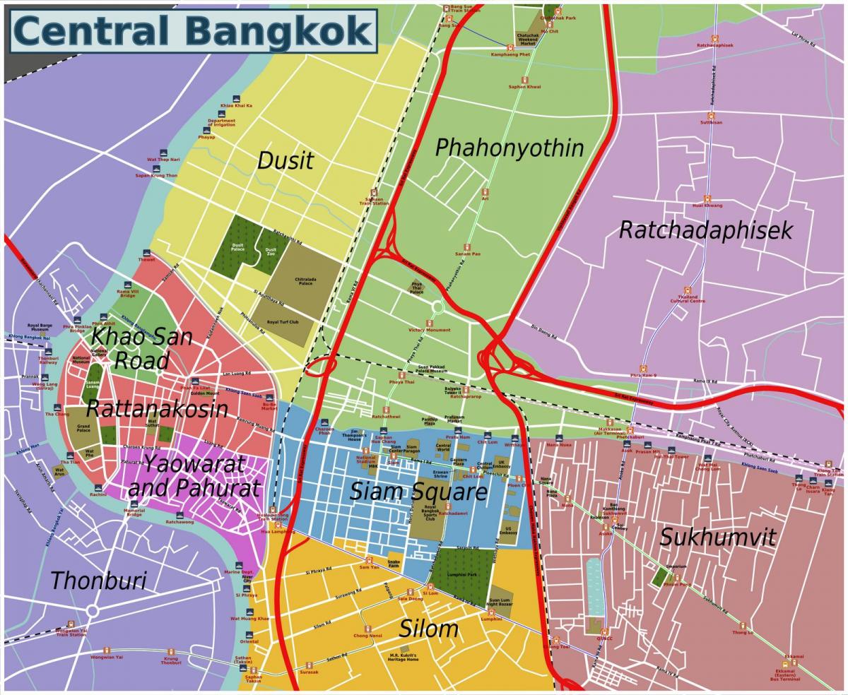 područja Bangkoka kartica