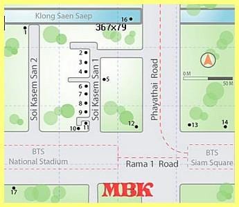 trgovački centar mbk u Bangkoku karti