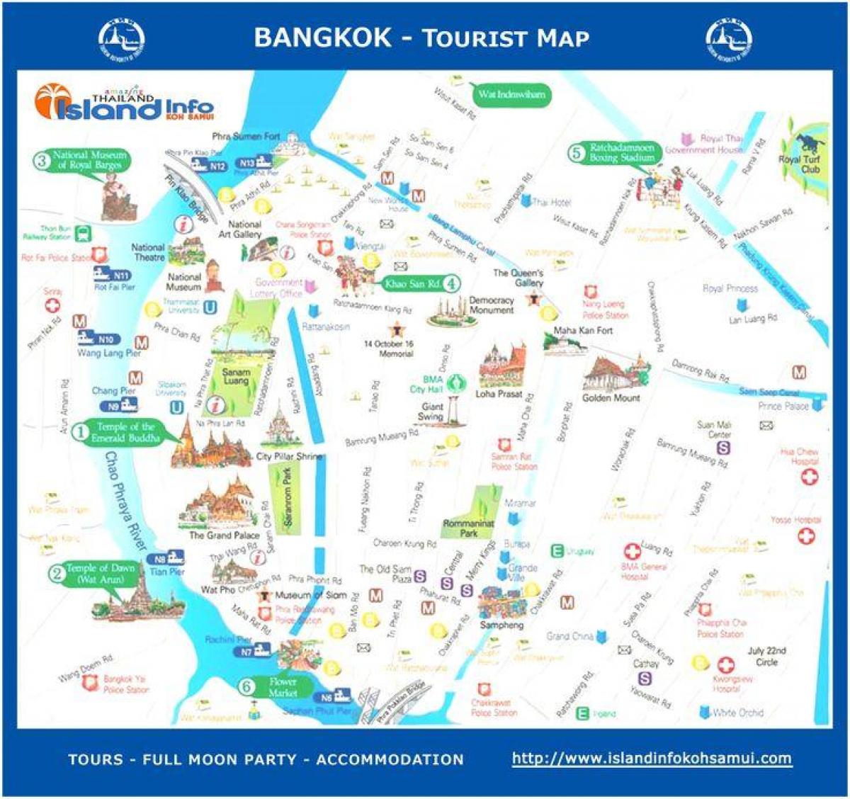 Bangkok, Tajland turistička karta